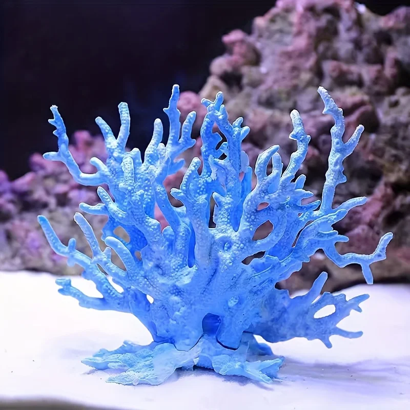 Ocean-Themed Decorative Coral Ornament - Three-Color Resin Aquarium Decor Piece