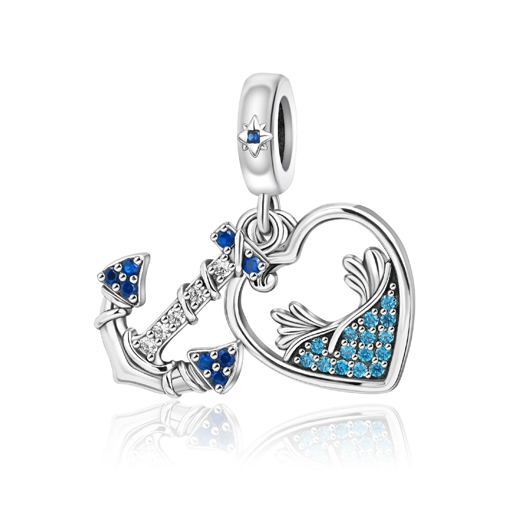 Speciale 925 Sterling Silver Blue Boat Mouth Love Wave Charm Fit Pandora Bracciale Da Donna Spring Outing Accessori Fai Da Te