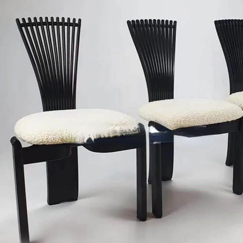 

Dining Chair Designer Solid Wood Home Mid-Ancient High Back Dining Chair Creative Trending Quiet Style Art Chair