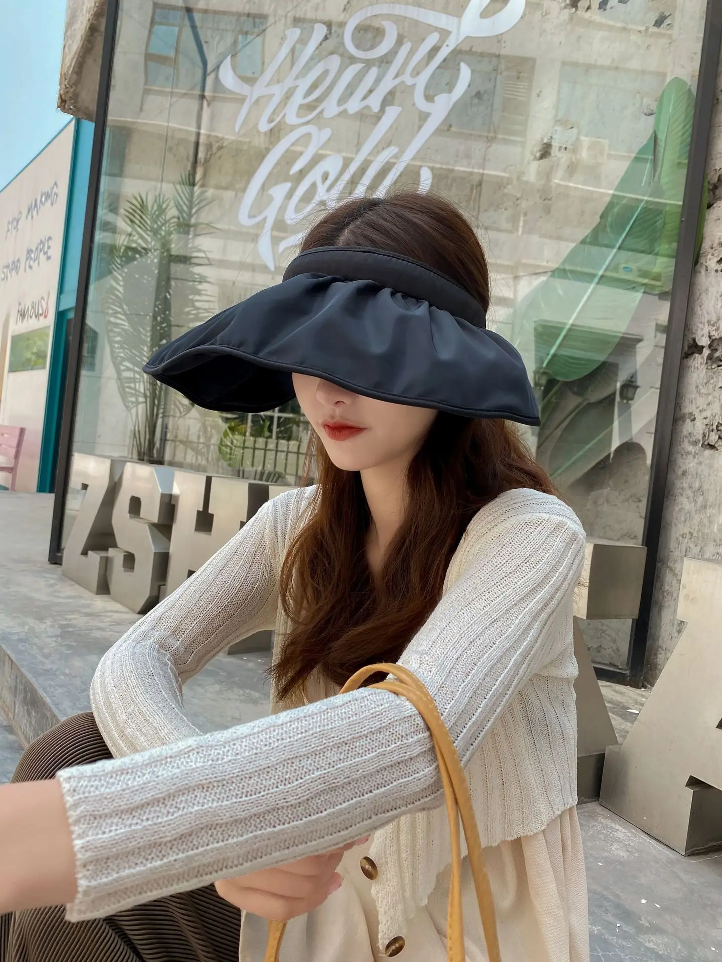 New Women's Sunshade Wide Brim Beach UV Protection Sun Hat Headband