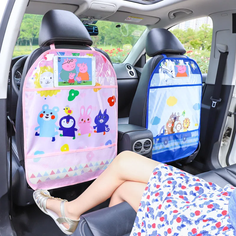 Cartoon Car Seat Back Protector Cover Kick Mat Car Organizer Tablet Stand Hanging Bag Car Styling Storage Holder Car Accessories car seat back felt organizer interior arrangement car case bag pouch brokerages accessories car seat cover storage pocket