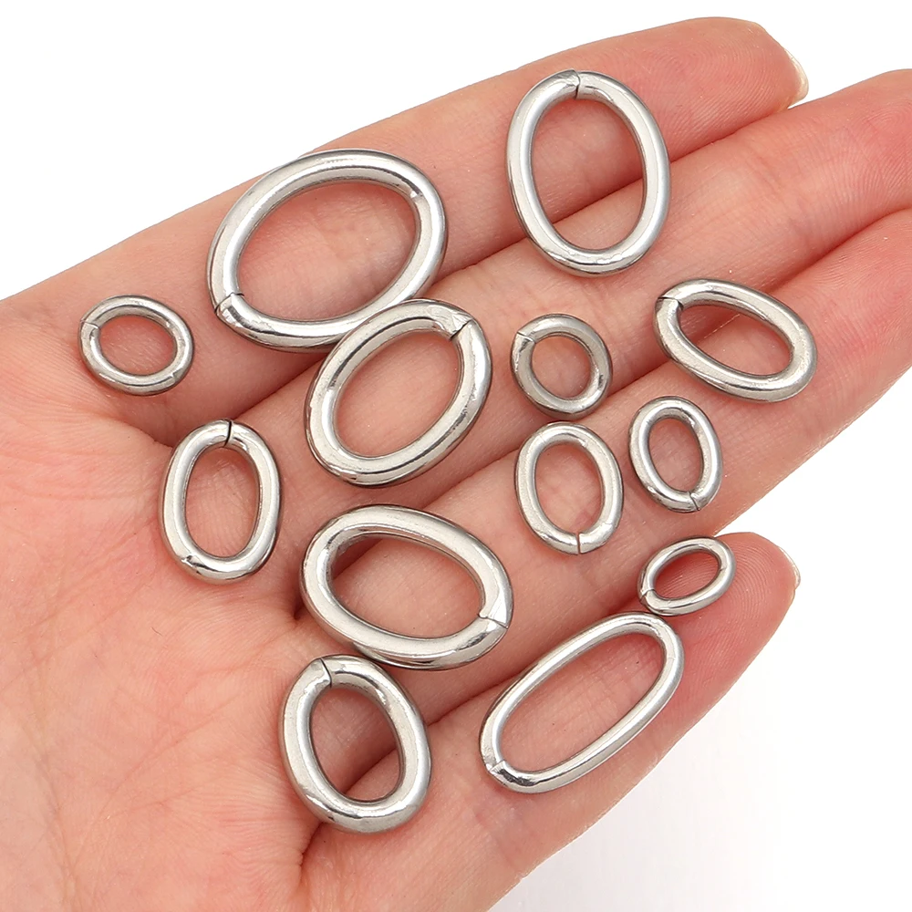 20 개/몫 스테인레스 스틸 타원형 반지 걸쇠 커넥터 쥬얼리 만들기위한 걸쇠 D..