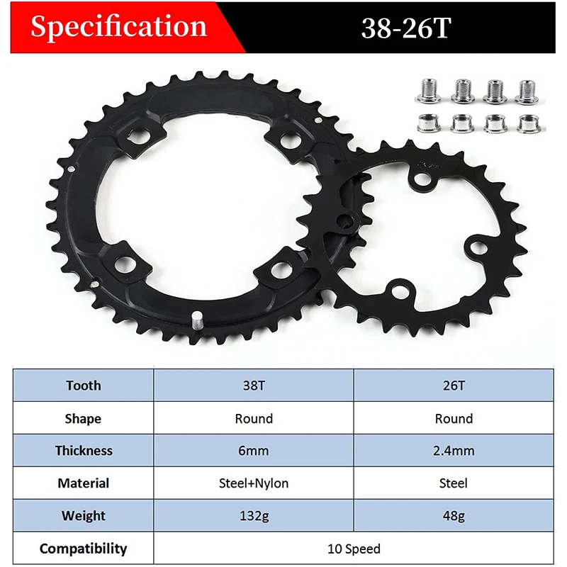 MTB Bicycle Chainring 24T/32T/42T 26T/38T 10S Bike Chainring 22T/32T/44T 9S 104B