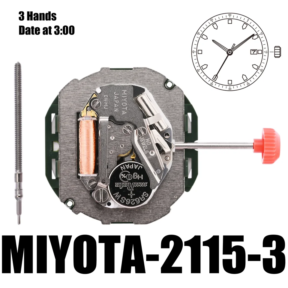 2115 Movement Miyota 2115-3 Movement with date display at 3 o