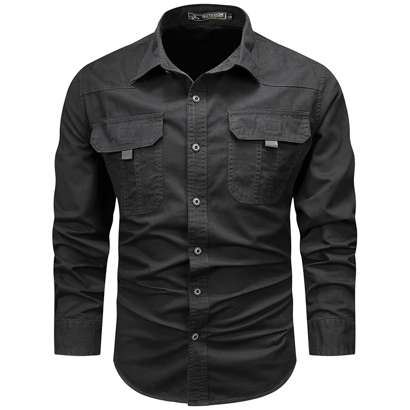 

Men's Beach Shirts Long Sleeve Summer Shirt Men Slim Fit Single Breasted Tops Male Stand Collar Business Casual Tactical Shirt