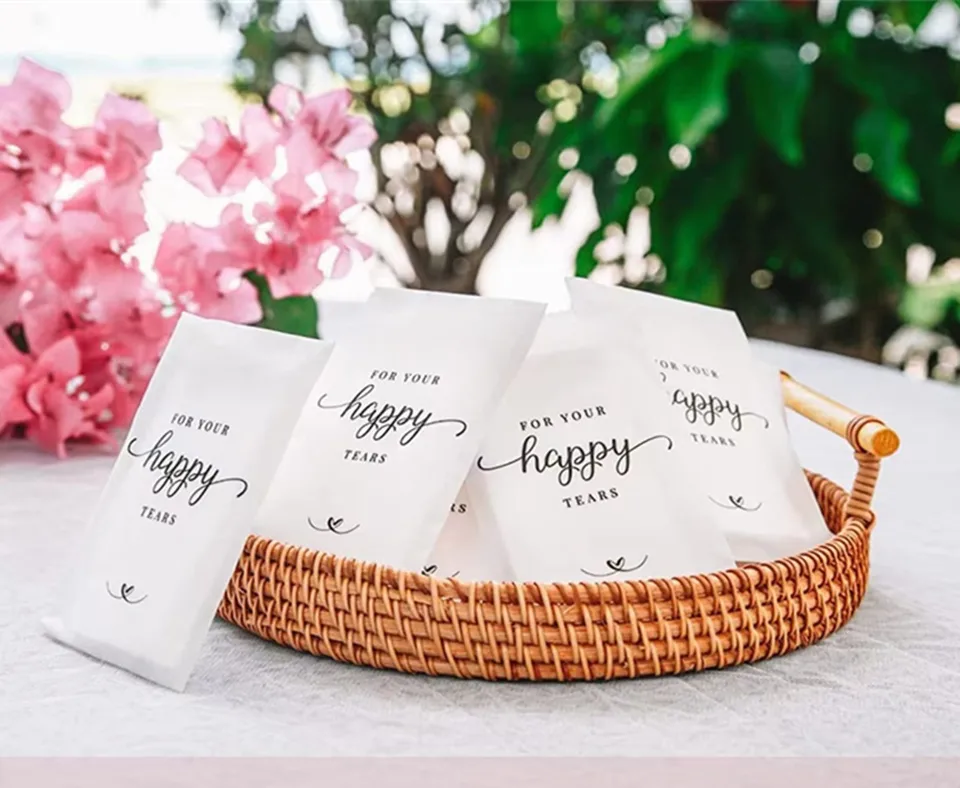 Set di 25 confezioni di fazzoletti da sposa per gli ospiti-confezioni di  fazzoletti di lacrime felici per il matrimonio-borsa di benvenuto per il  matrimonio perfetto - AliExpress