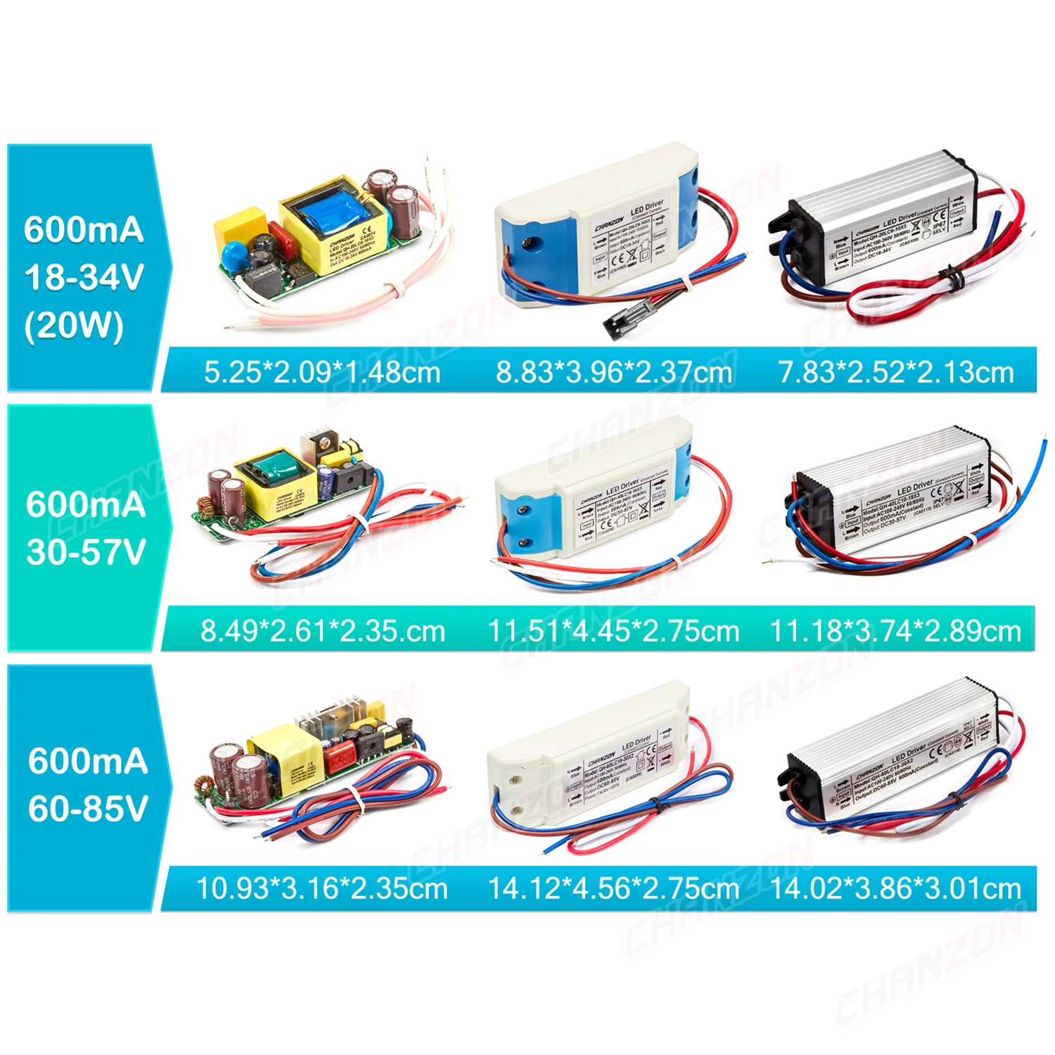 Description Picture 4 of item600mA LED Driver Constant Current 6W 10W 20W 36W 50W Outdoor Light Waterproof High Power Supply Low Voltage Adapte