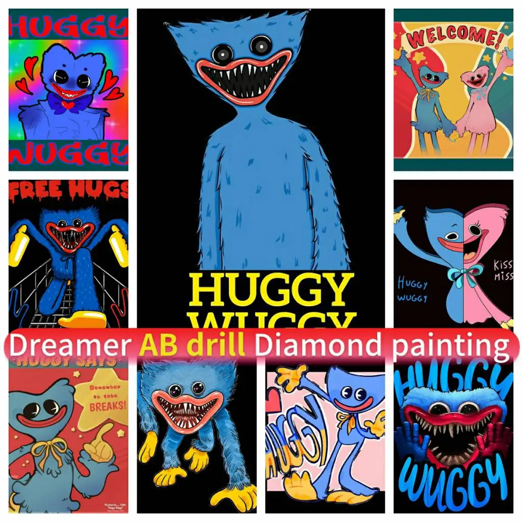 H-Huggy-Game-W-Wuggy Classic Playtime 5D Mosaic Art Diy Ab Diamond Painting Trapano Completo Round Square Corss Stitch Kit Strass