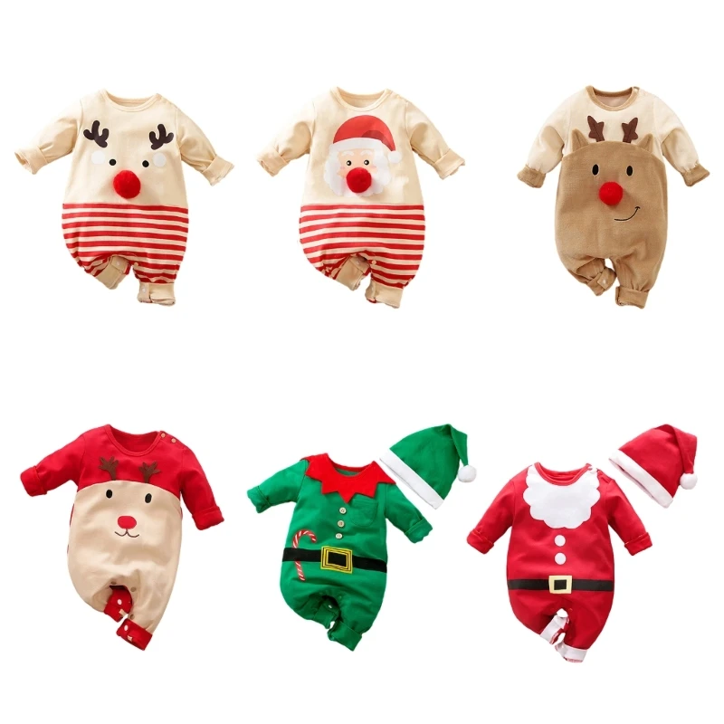

Рождественский комбинезон с длинными рукавами для детей 0-24 м, праздничный наряд для младенцев, косплей, костюм Санты, теплые