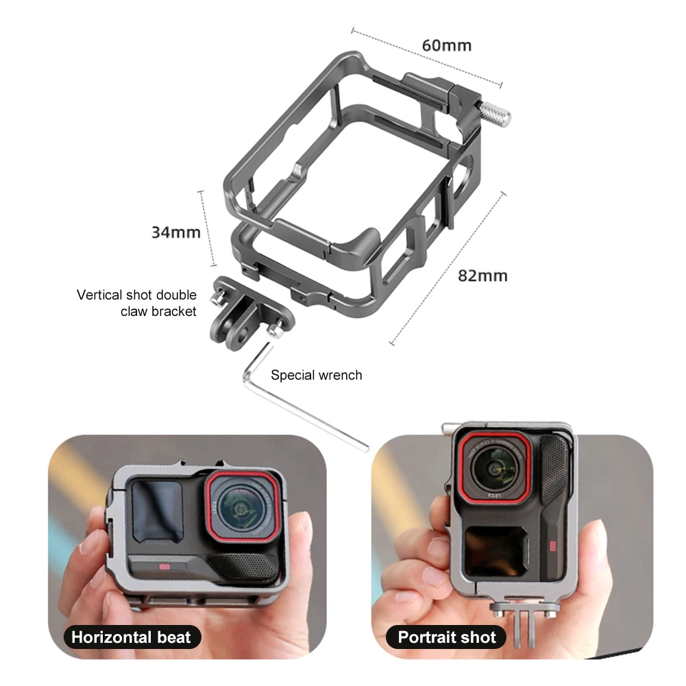 Aluminum Frame Cage W/ Cold Shoe Metal Cage Protective Frame for Insta360 Ace Pro 2 for Insta360 Ace/Insta360 Ace Pro
