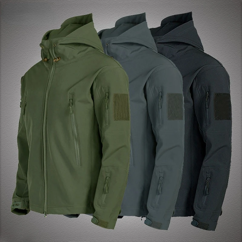 

Waterproof jacket men Army Combat Jackets Mens Hooded Bomber Coats Military Shark Skin Soft Shell Jackets Men Tactical Windproof
