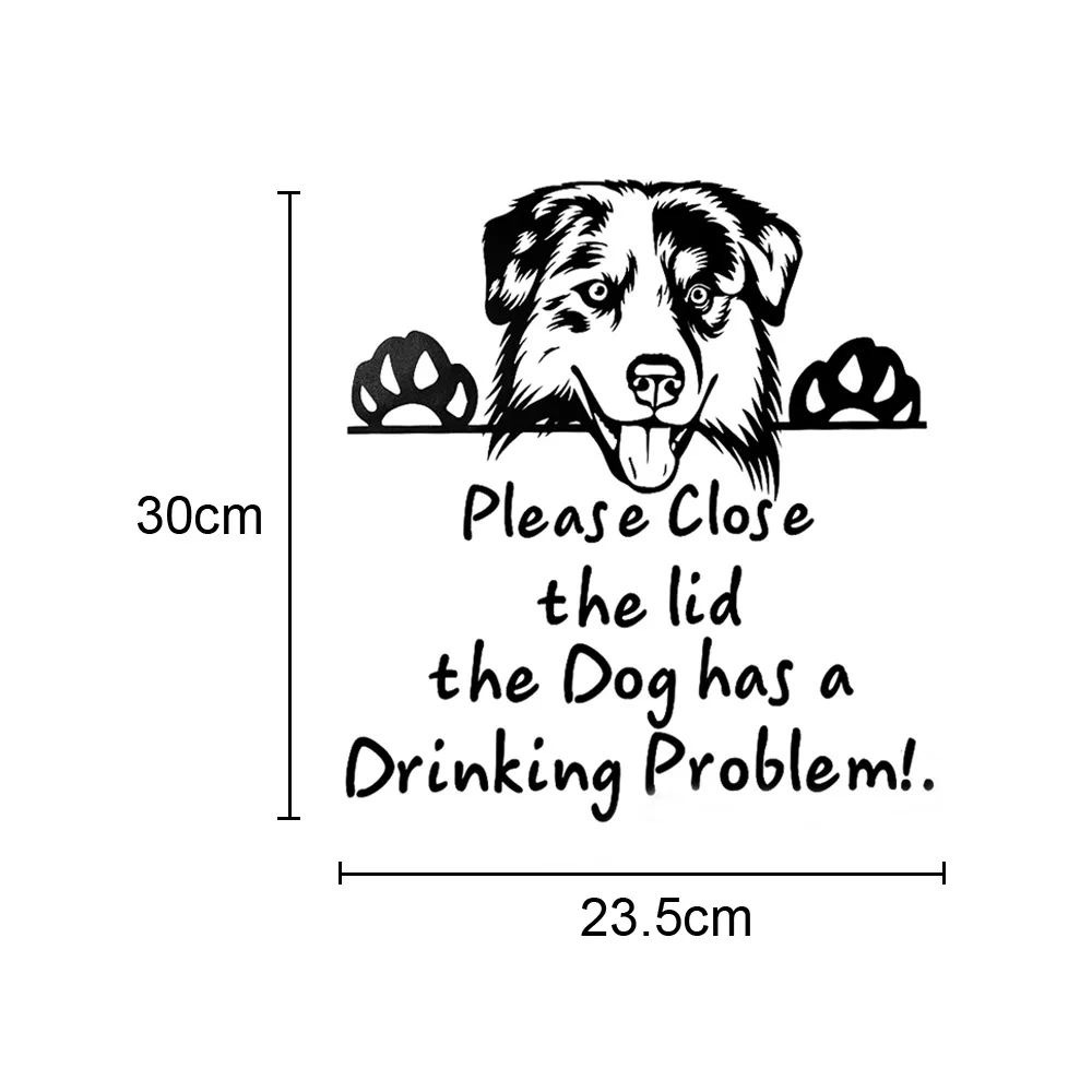 Funny Bathroom Toilet Lid Stickers Close Lid Dog Has Drinking Problems Toilet Decals Self Adhesive Seat Decals Decor