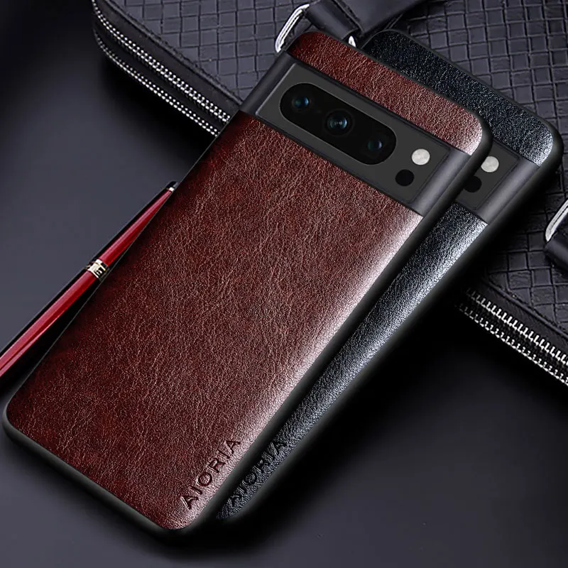 Elegant PU Leather Phone Case with Soft TPU & Hard PC - Premium Business Solid Color Design