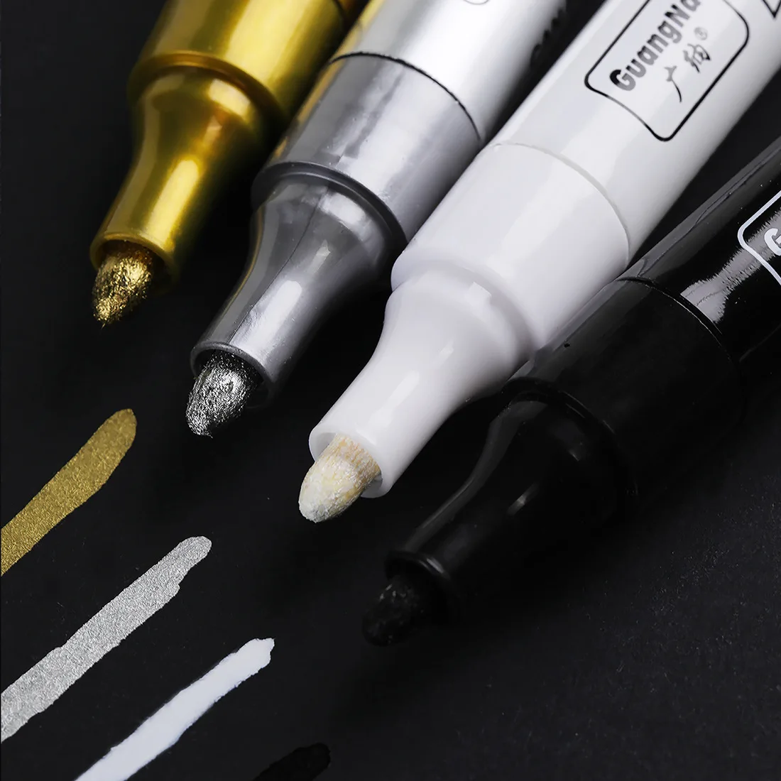 Metallic Paint Marker Pens with Ink Set Gold Silver White Permanent 2mm Art Markers for Manga Crafts Scrapbooking Art Supplies
