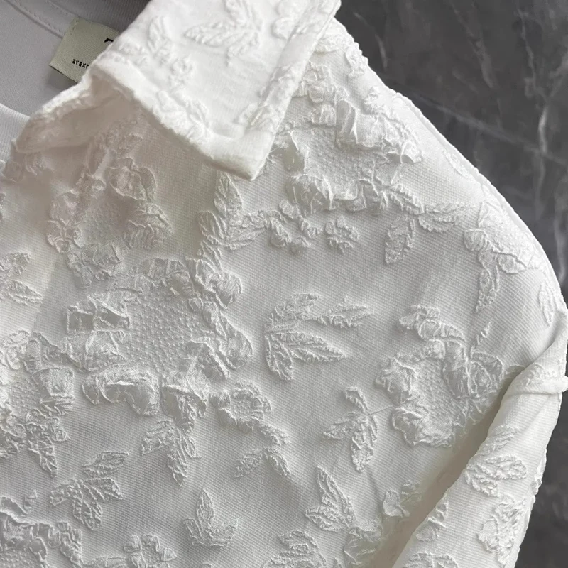 Camicie jacquard galleggianti da uomo vintage frac a maniche lunghe con risvolto versatile top camicia streetwear moda primavera autunno 5