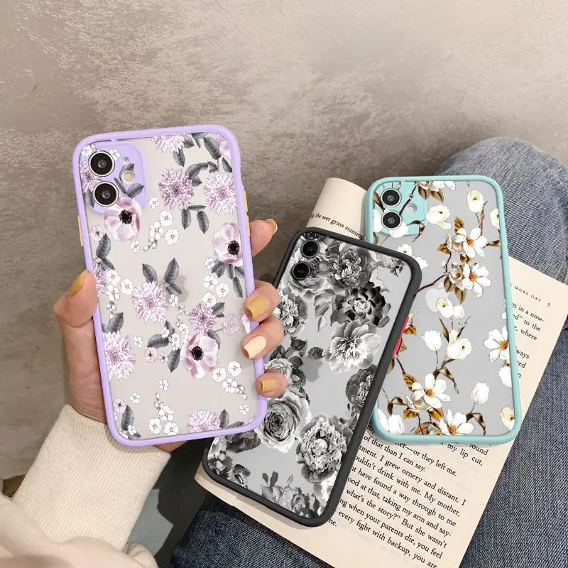 Painted Floral Shockproof Phone Case with Flower Design