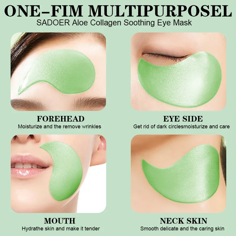 Aloe Vera Collagen Eye Mask Anti Dark Circles Eyes Bags Moisturizing Firming Hyaluronic Acid Gel Eye Patches Eyes Skincare 60pcs