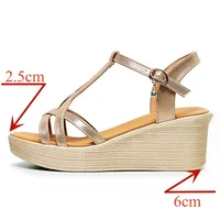 Small Size 32-43 Comfortable Chunky Platform Wedges Sandals Summer 2025 Women's High Heels Shoes for Office Beach Mom Work - Image 2