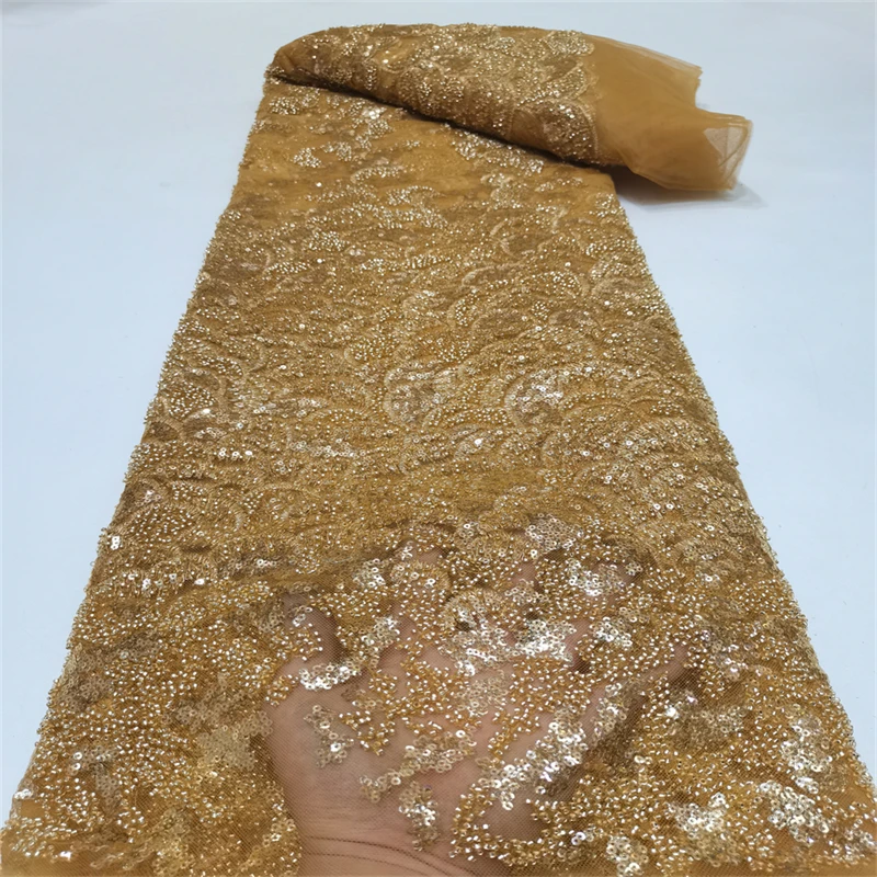

Familiar 2022 African Lace Fabric Beaded French Tulle Lace Fabric Wedding Materials Sewing Beads Mesh For Party Dress RF14001