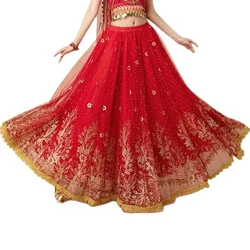 Women's Arab Halloween Large Swing Dance Skirt Tribal Belly Dance Dress Costume Sexy Dancer Performance