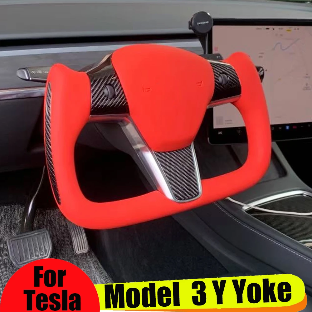 Custom Dry Carbon Fiber Yoke Steering Wheel for Tesla Model S