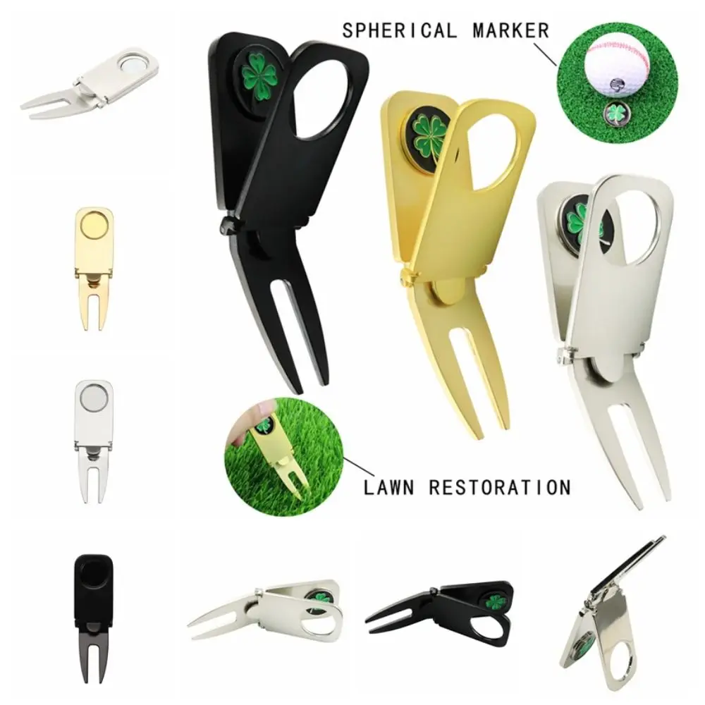 

Ball Marker Putting Green Fork 6 in 1 Clover Golf Green Fork Multipurpose Zinc Alloy Golf Pitchfork Golf Divot Repair Tool