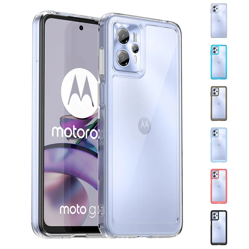 Custodia Antiurto Trasparente Per Motorola Moto G13 / G23 / G53 – Cover Sottile In Gel Con Bumper In Fibra Di Carbonio - 4