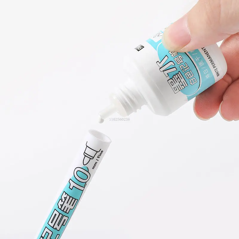 GN 20ML 화이트 잉크 유성 마커 펜 리필용 페인트 화이트 잉크 마커 타이어 트레드 페인팅 환경 친화적인 방수 영구 펜
