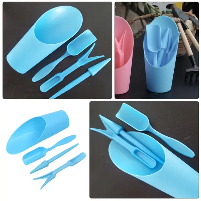 4pcs/set, Plastic Durable Bucket shovel Potted Cultivation cylinder MeatPlant soil shovel Garden Tools Mini Garden Planting Tool 6