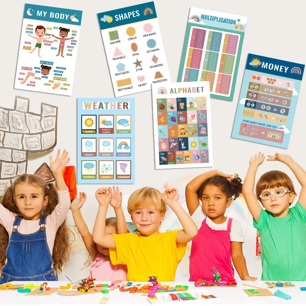 16Pcs Montessori Enlighten Early Education English Wall Chart Poster Repeatedly Busy Card Paste Matching Book for Kids Toys Gift 5