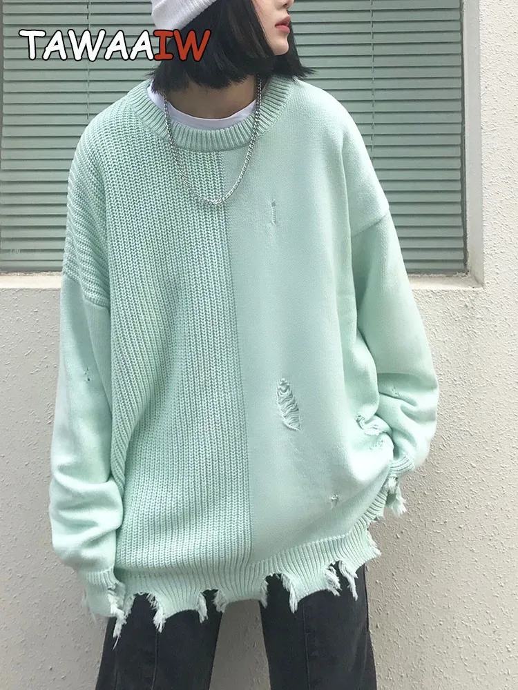 

Tawaaiw Streetwear Solid Loose Hollow Out Sweater Women Autumn Winter Warm Knitted Pullovers Oversized Ladies Jumper Korean