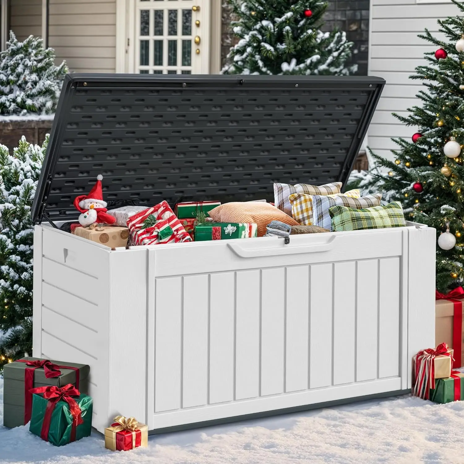 Extra Large160 Gallon Spacious Deck Container, Waterproof Outdoor Storage Chest for Patio Furniture Pillows, Gardening Equipment 6