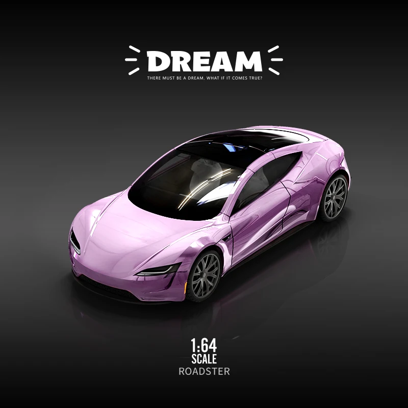 Timemmicro1: 64Dream Series Tesla Roadster Verniciatura A Polvere Collezione Regalo Decorazione Giocattolo Modello In Lega