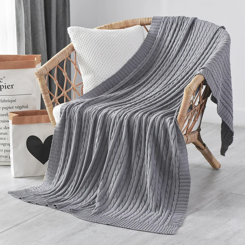 

Knitted Thread Blanket Ins Nordic Office Nap Air-conditioning Knitted Solid Color Blanket Thin Quilt Sofa Soft Throw Blanket