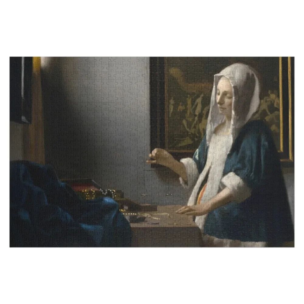 

Johannes Vermeer. Woman Holding a Balance, 1664. Jigsaw Puzzle Game Children Personalised Jigsaw Customizable Gift Puzzle