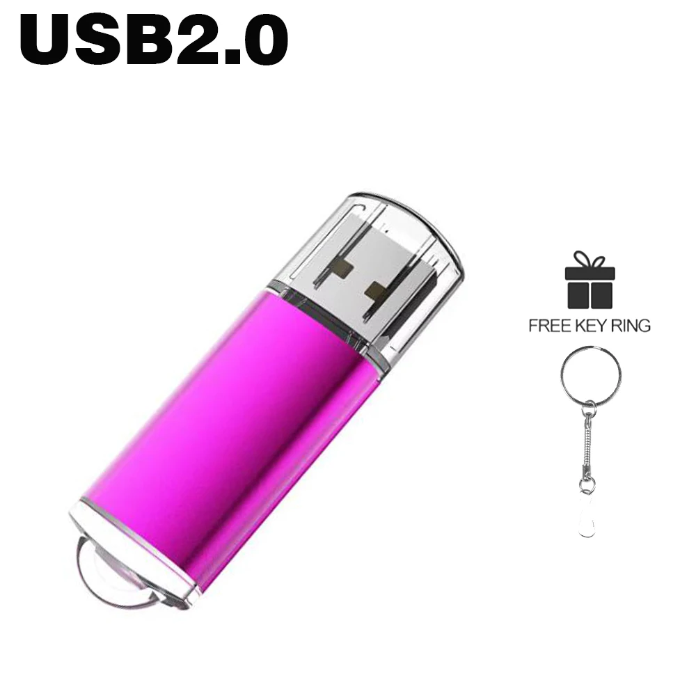 USB Flash Drives 64GB/32GB/16GB/8GB/4GB Free Custom Logo Metal Pen Drive with Key Chain