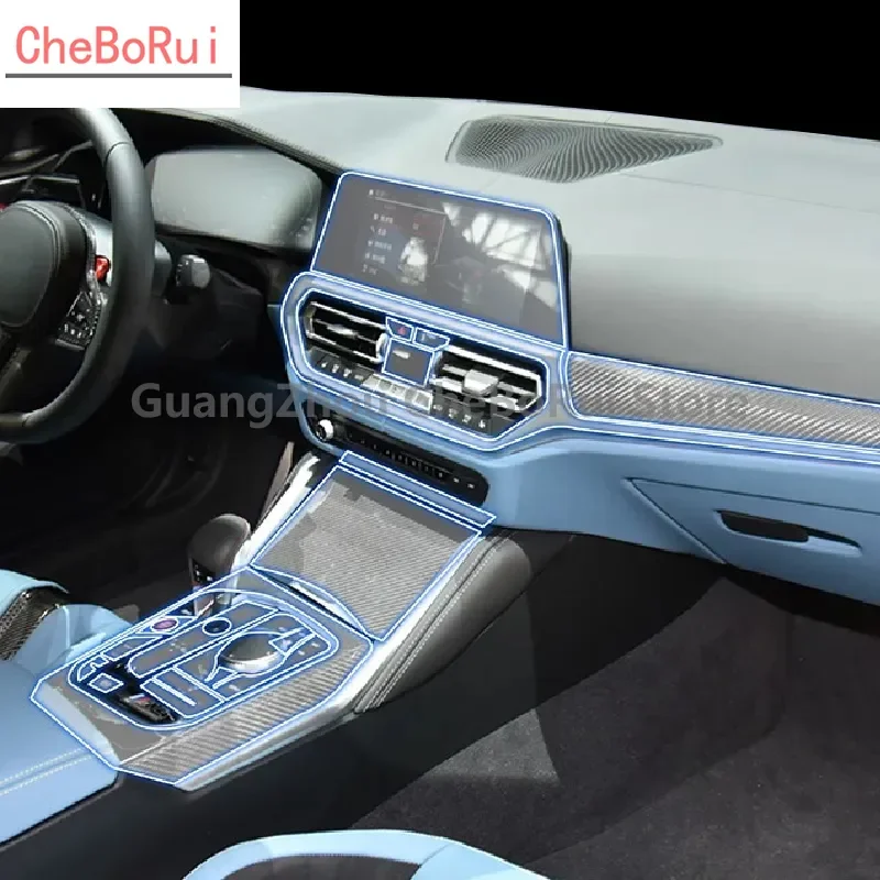 

Для BMW G82 M4 2021-2022 аксессуары для интерьера автомобиля прозрачная фотопленка с искусственной консолью устойчивая к царапинам пленка для радио дисплей пленка