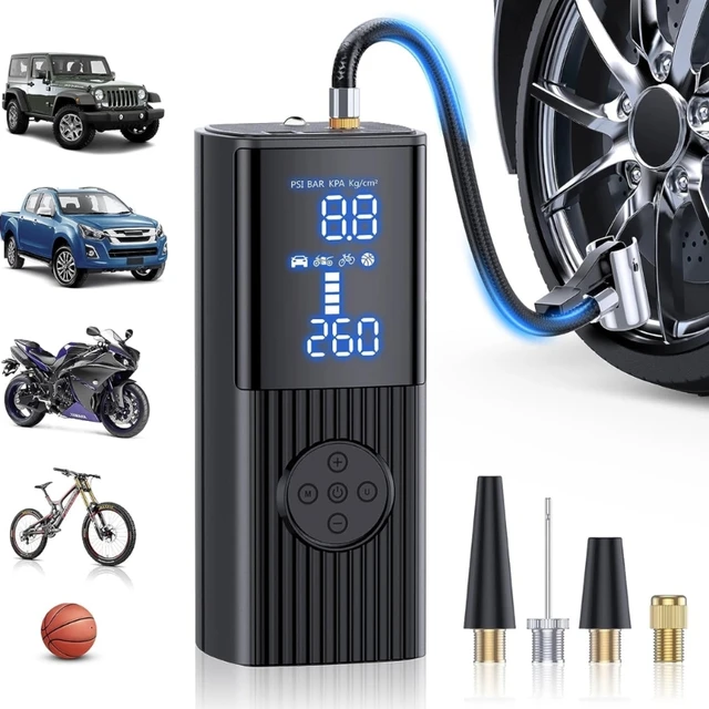 Compresseur d'air Portable, pompe électrique pour voiture, gonfleur  automatique de pneus de moto, manomètre numérique, détection - AliExpress
