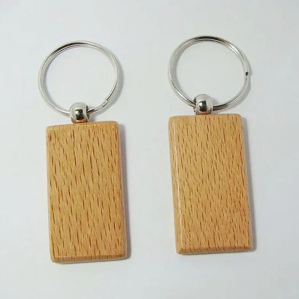 Wholesale 10pcs Blank Wooden Key Chain Promotion Rectangle Carving