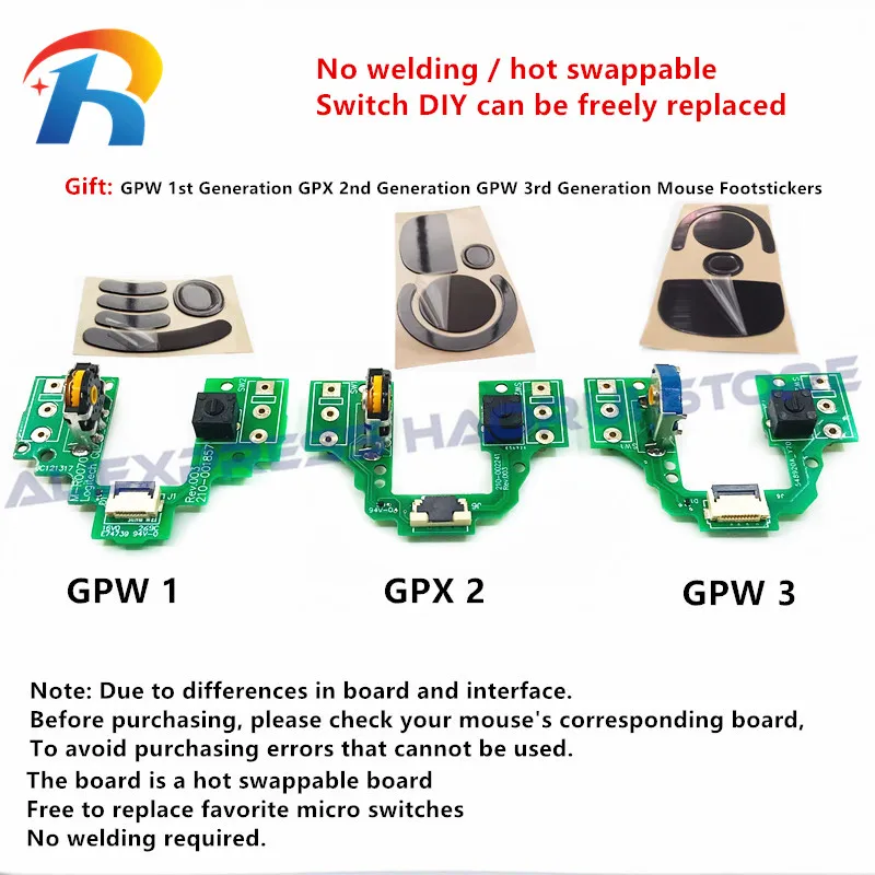Mouse Button Motherboard para Logitech Gpw Gpx Hot-swap Soldagem Livre g Pro sem Fio Gpro x Montagem de Acessórios Faça Você Mesmo Micro Switch