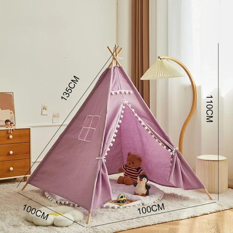 1.3M Indian Kids Tent Wigwam Tipi for Children Folding Indoor Outdoor Camping Castle Home Baby Play House Tents Photo Props Gift 4