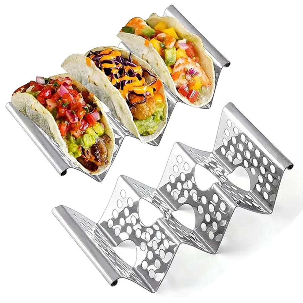 Taco Holder Stand Pancake Rack Stainless Steel Tortilla Taco Trays Plates Display Stand Mexican Food Rack Kitchen Tools