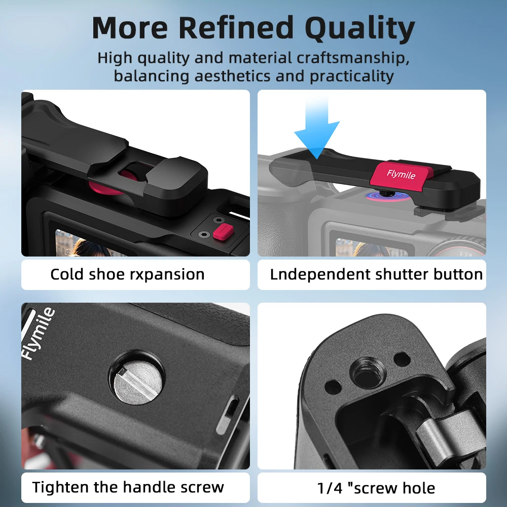 قبضة Flymile لـ DJI Osmo Action 4 3، قبضة Xplorer،...