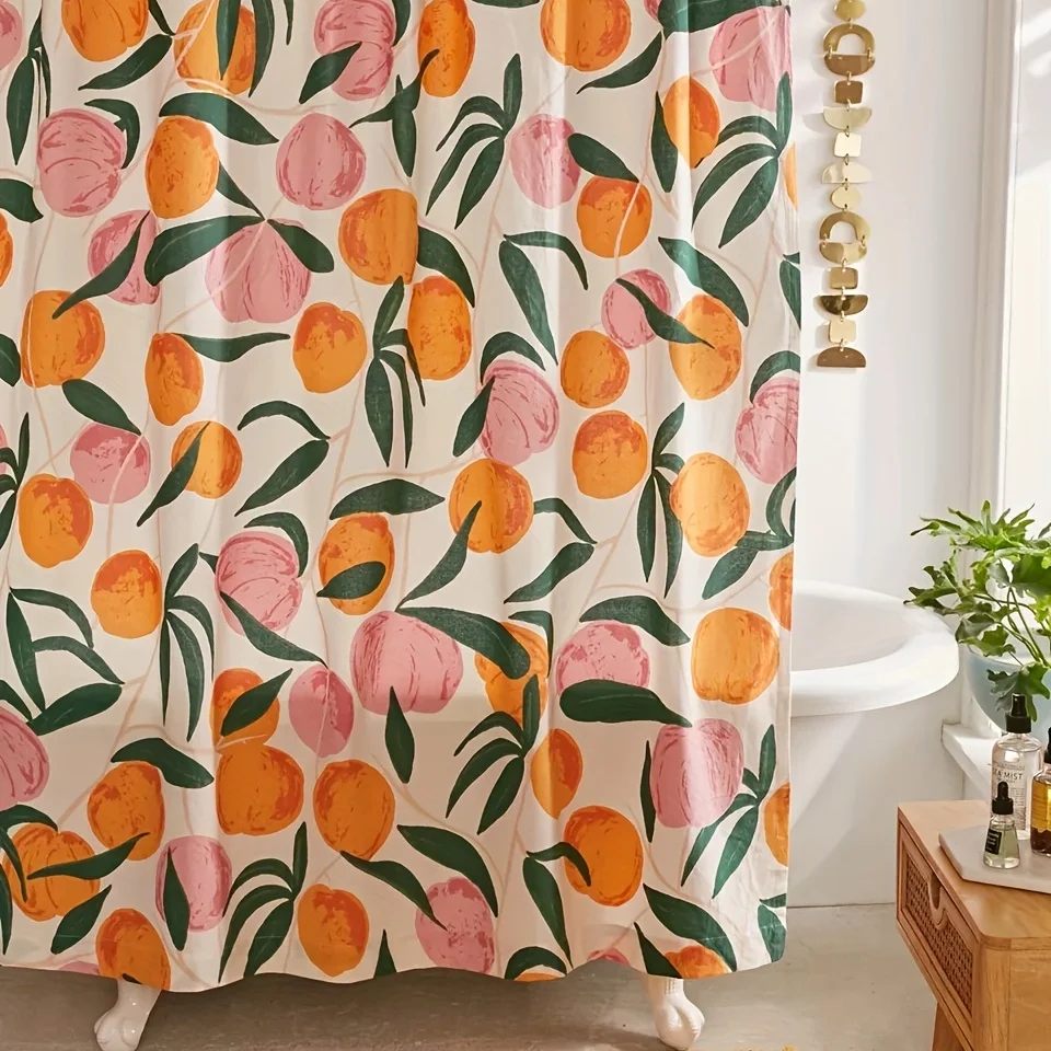 Orange Apple Shower Curtain Hooks Decorate Bathroom Shower Curtains