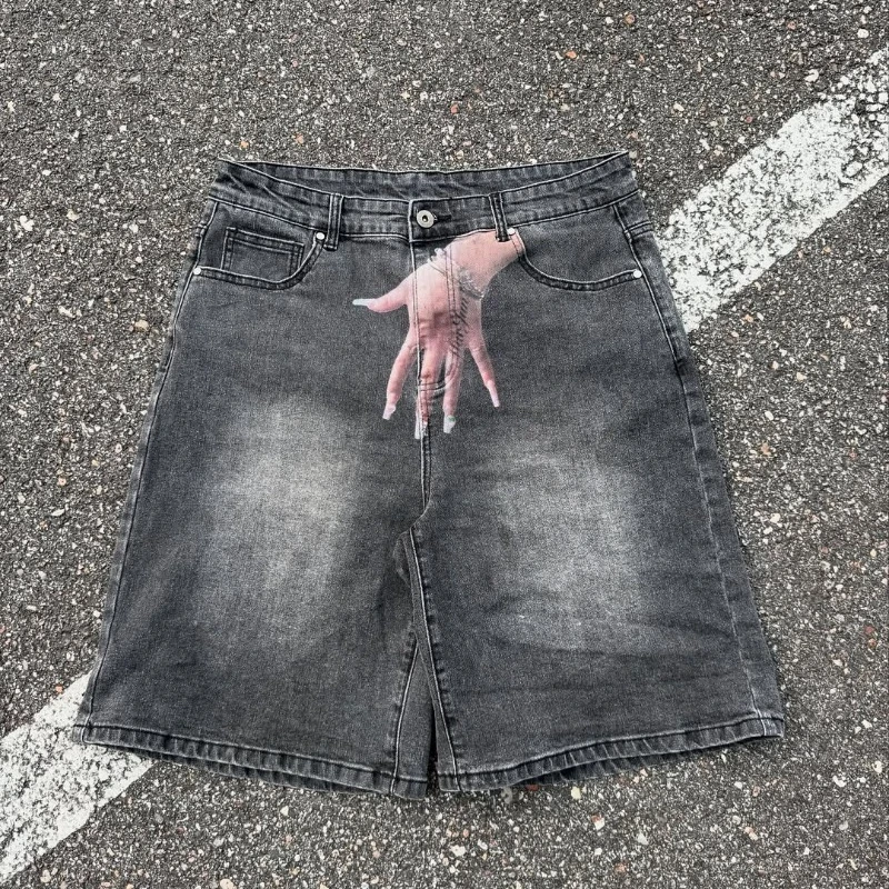 Short en Denim imprimé pour hommes et femmes, décontracté, quotidien, Y2K, Harajuku, Goth, confortable, mode hommes femmes, Style américain, Streetwear