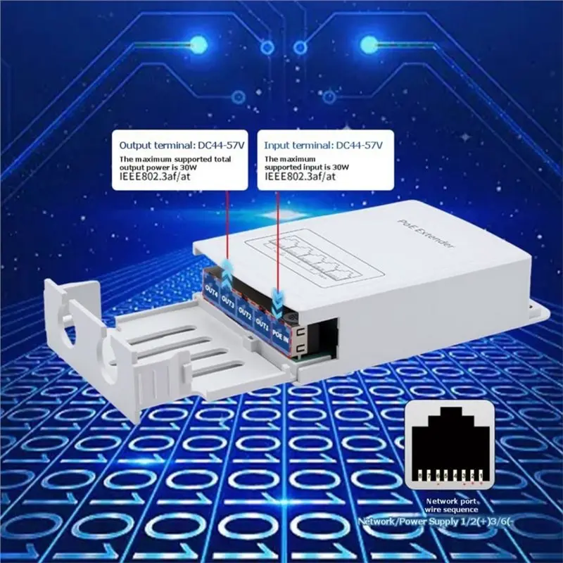 새로운 야외 방수 POE 리피터 1개 100M IP30 30W 44-57V POE 카메라용 VLAN 확장기