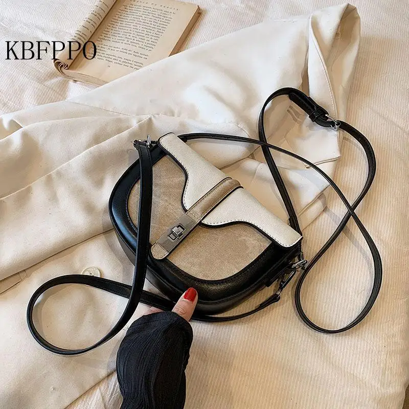 

Luxury Color Matching Round Compact Women Shoulder Bag French Style Harajuku Ladies Messenger Shoulder Bag Fashion Trendy Bags