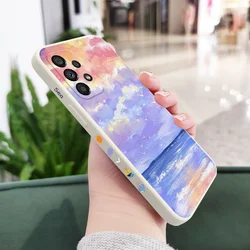 Sky-Inspired Artistic Phone Case - Elegant Blue Cloudy Design Cover for Samsung A72 (White)