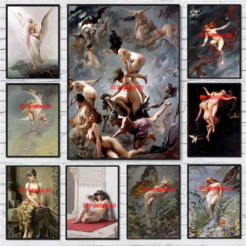 Luis Ricardo Falero งานศิลปะแม่มด Sabbath โปสเตอร์โบราณไม้กวาด Gothic ลึกลับ Wicca ภาพวาดผ้าใบ HD พิมพ์บ้านติดกำแพงตกแต่ง 1