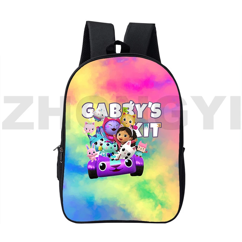 

Красочные холщовые 3D школьные сумки Gabby's Dollhouse, спортивные дорожные сумки для женщин, 16 дюймов, мультяшный принт, рюкзаки Gabbys для кукольного домика